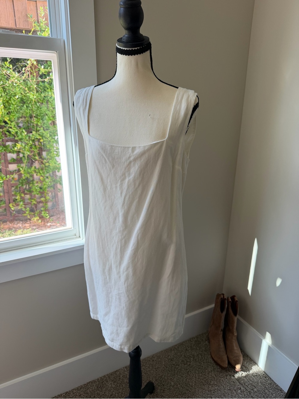 French Connection White Sleeveless Slip Dress Linen